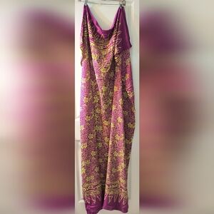 Floral Boho Wrap Scarf / Shawl – Purple & Yellow – 70” x 48”